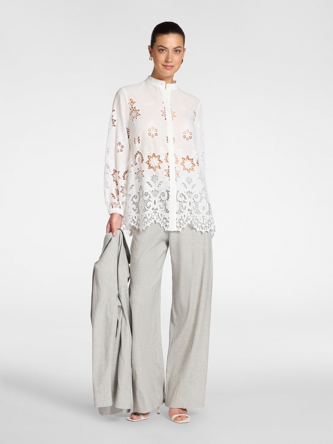 Camicia in pizzo traforato