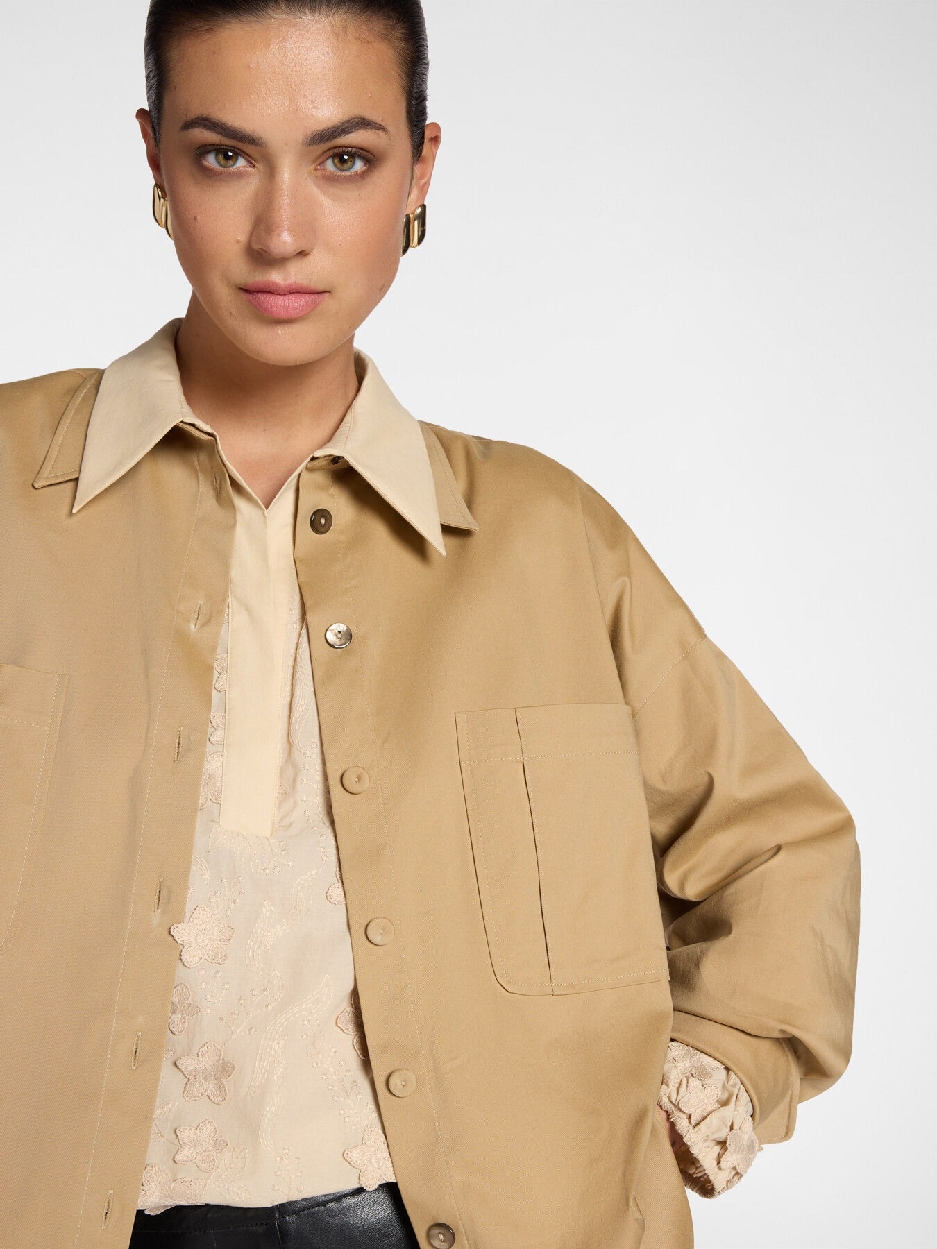 Camicia lunga in gabardina