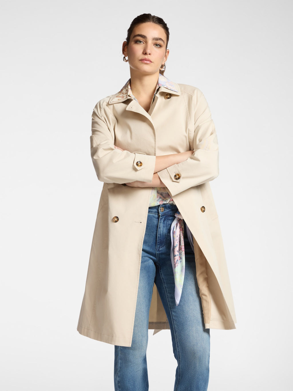 Trench doppiopetto in gabardina
