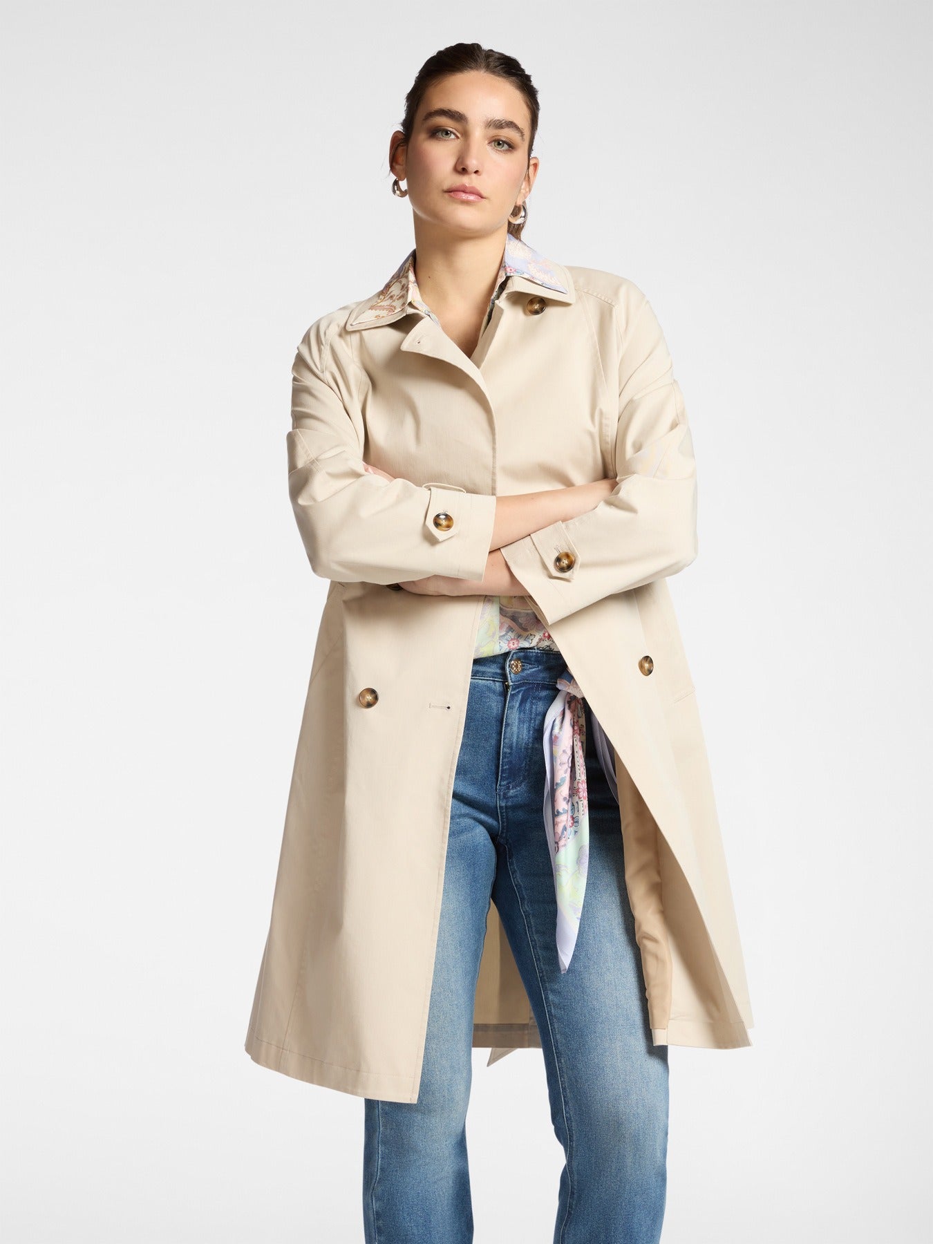 Trench doppiopetto in gabardina