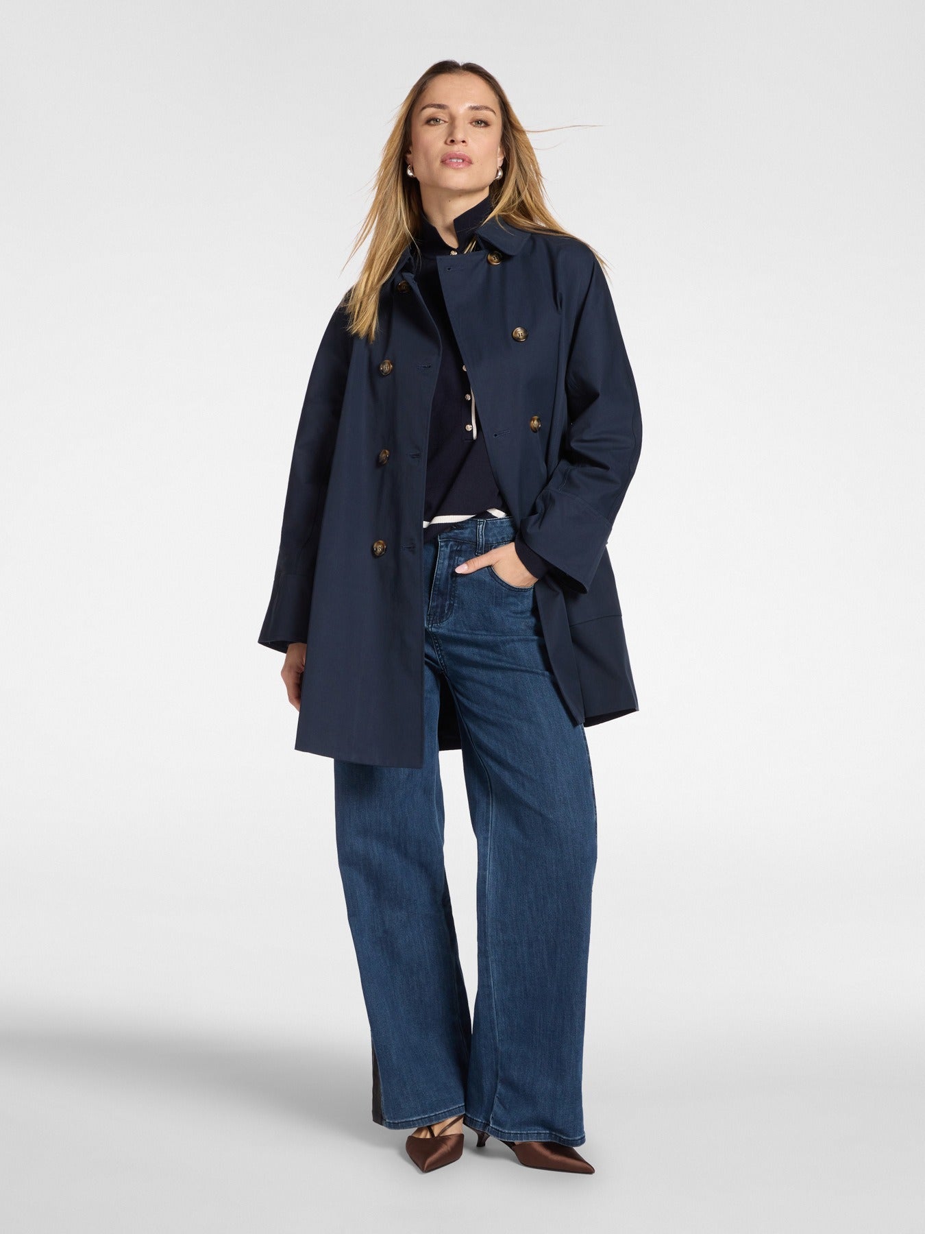 Trench doppiopetto in gabardine