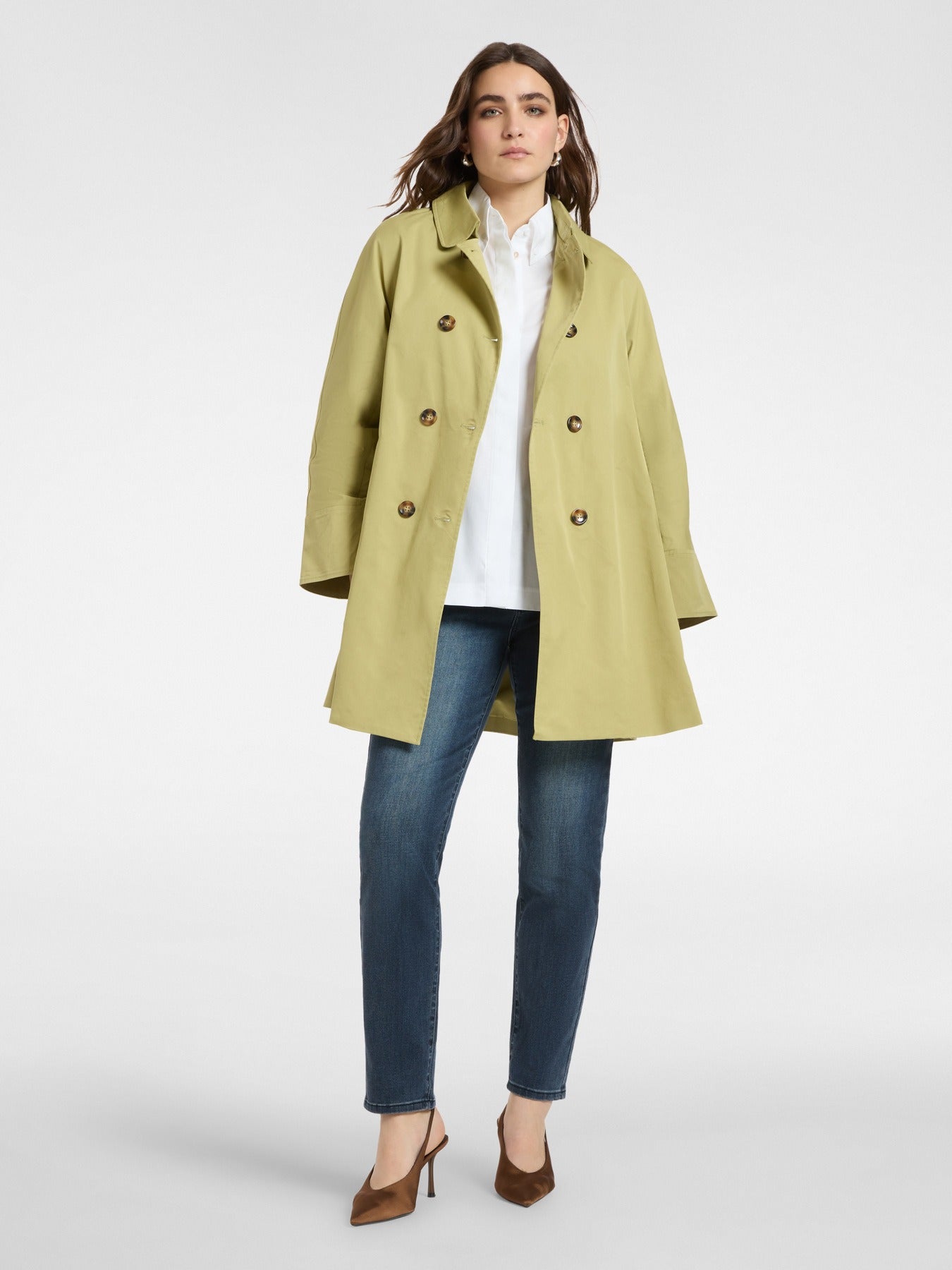 Trench doppiopetto in gabardine
