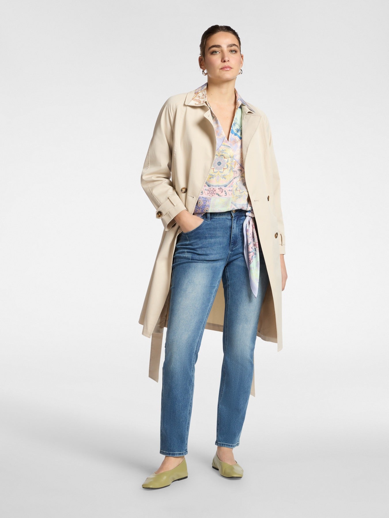 Trench doppiopetto in gabardina