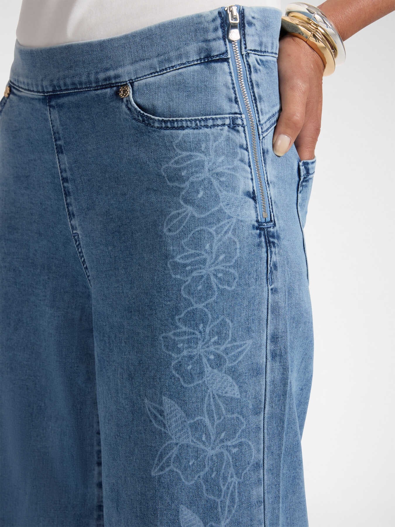 Jeans floreali wide leg