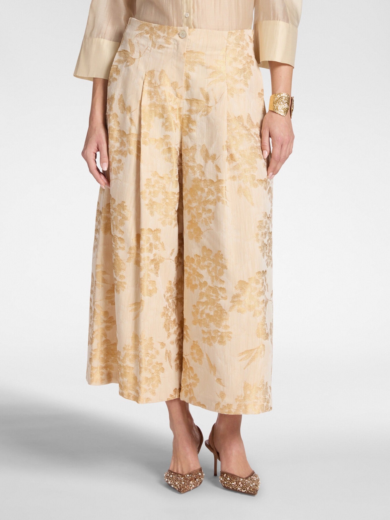 Pantaloni cropped jacquard